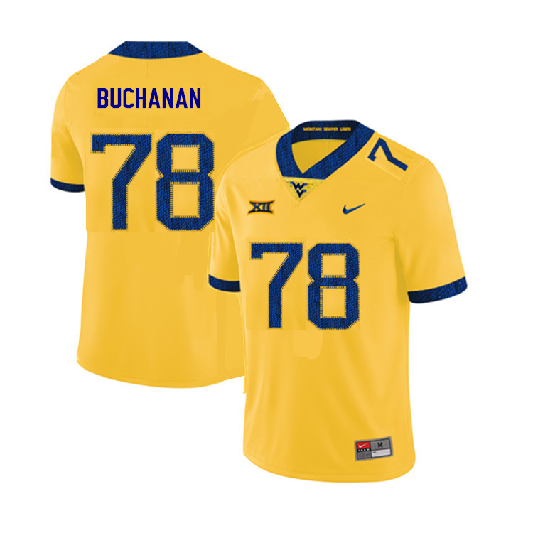 NCAA Men's Daniel Buchanan West Virginia Mountaineers Yellow #78 Nike Stitched Football College 2019 Authentic Jersey WR23X21QN